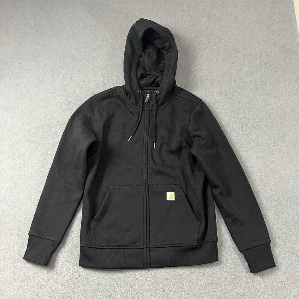 Carhartt Hoodie Womens Small Black Clarksburg Full-Zip Relaxed Fit Work Wear